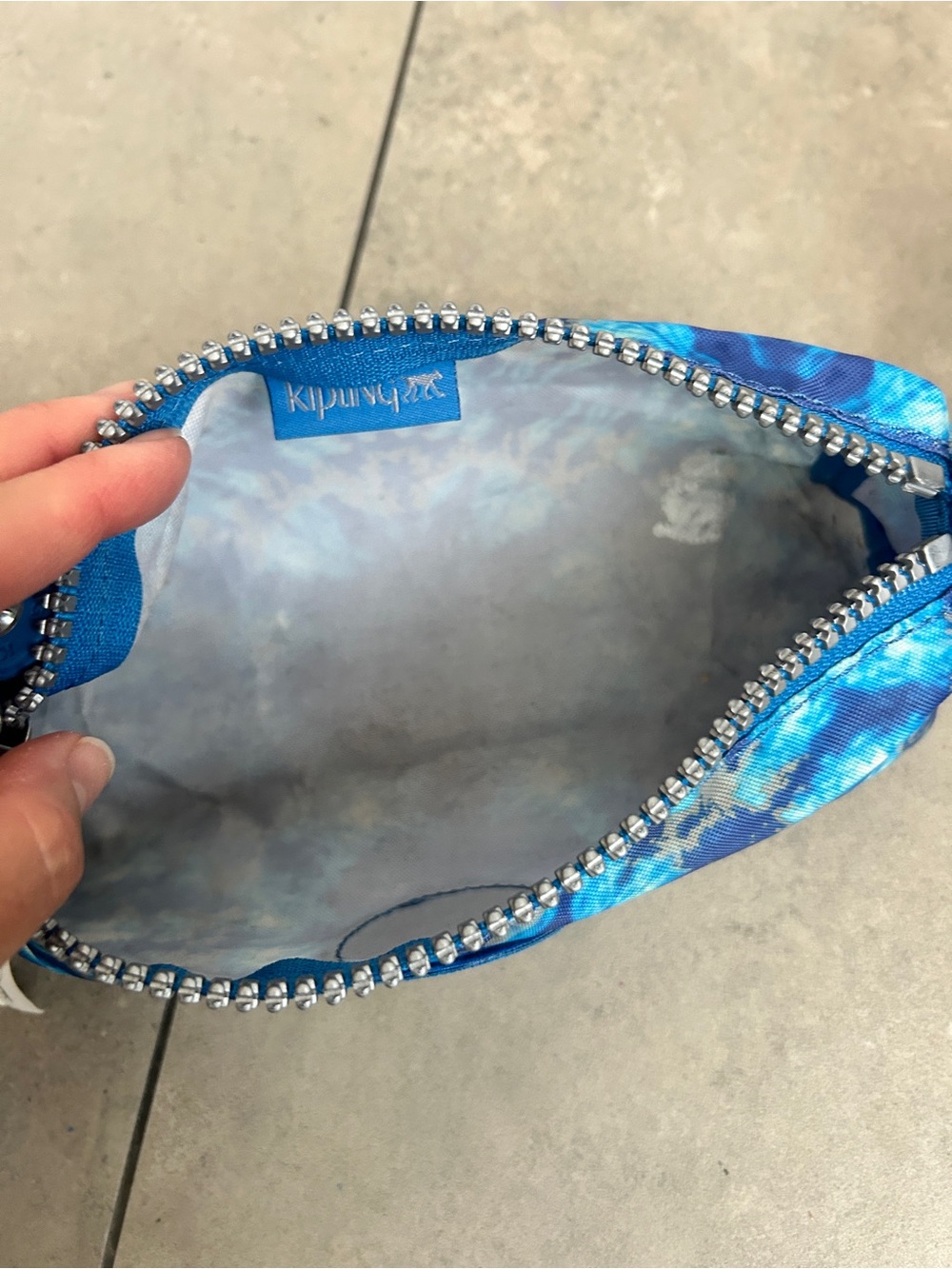 Kipling Freedom Pencil Case Cosmetic Bag Blue Tie Dye - Picture 9 of 11